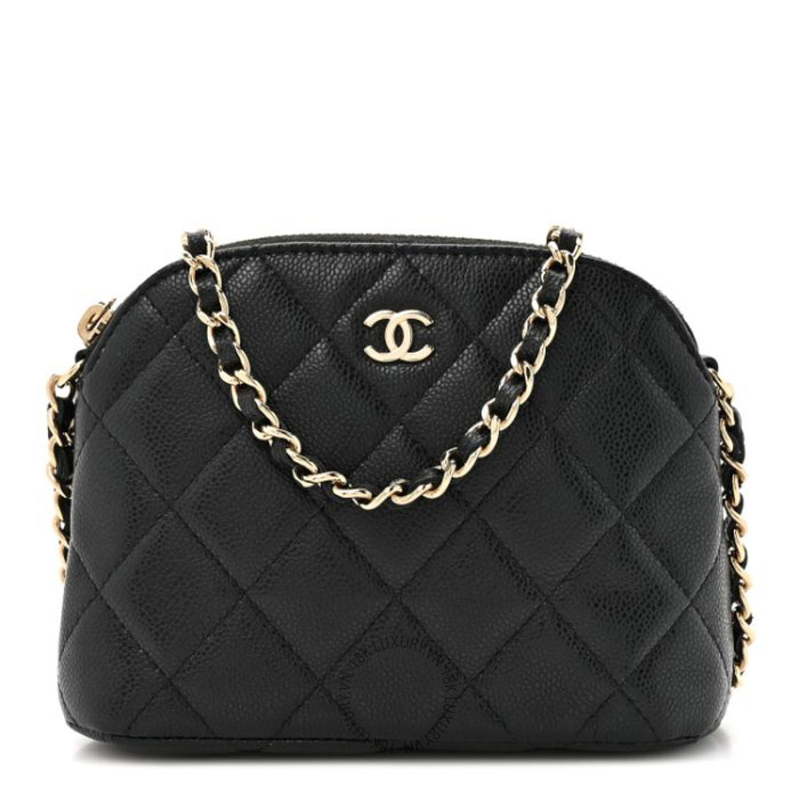 Túi xách đeo chéo Chanel Caviar Quilted Mini Classic Clutch With Chain Black FPTC325