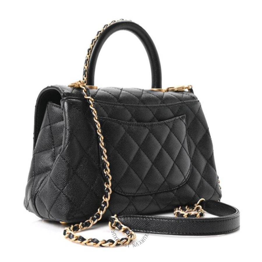 Túi xách đeo chéo Chanel Caviar Quilted Mini Coco Chain Handle Flap Black FPTC536