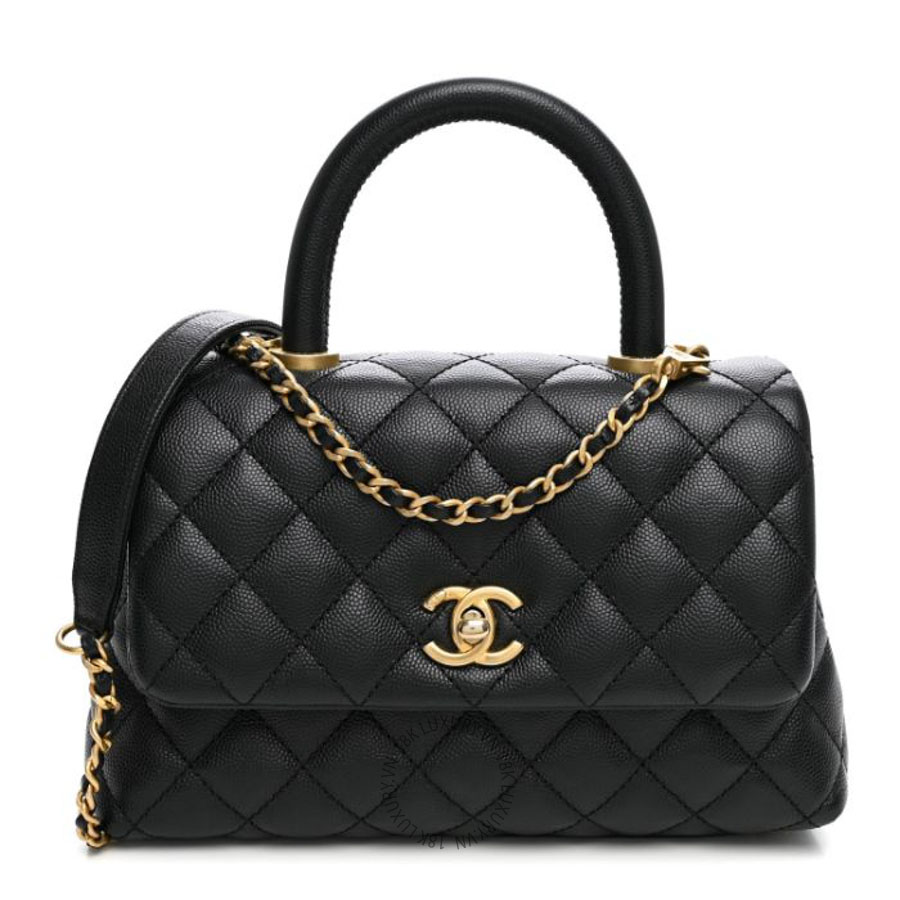 Túi xách đeo chéo Chanel Caviar Quilted Mini Coco Handle Flap Black FPTC786