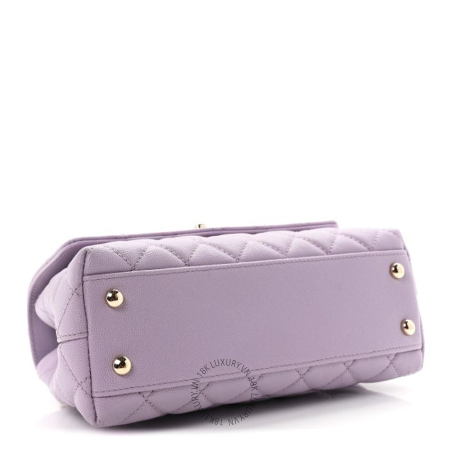 Túi xách đeo chéo Chanel Caviar Quilted Mini Coco Handle Flap Light Purple FPTC041