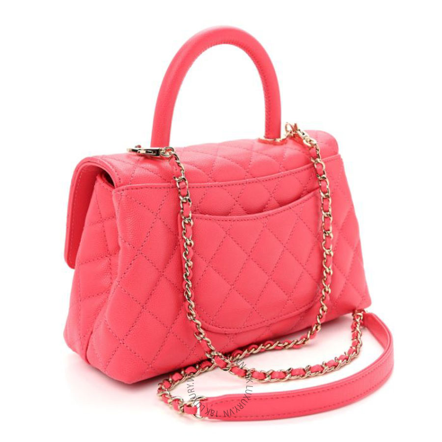 Túi xách đeo chéo Chanel Caviar Quilted Mini Coco Handle Flap Pink FPTC1052
