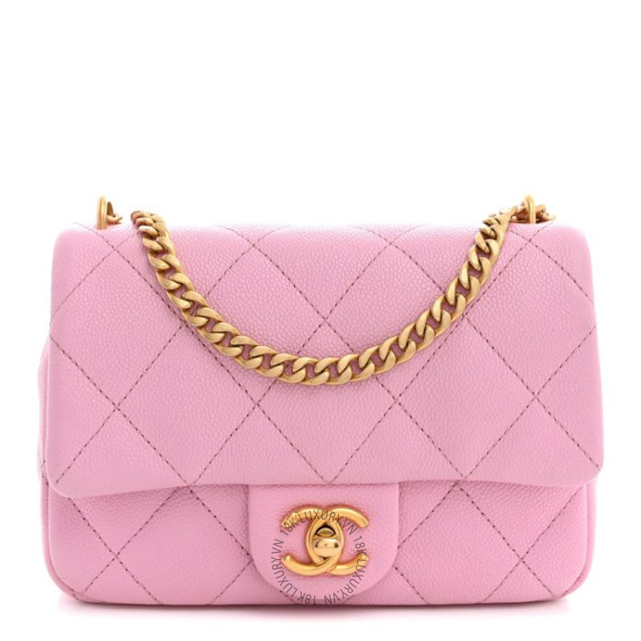 Túi xách đeo chéo Chanel Caviar Quilted Mini Rectangular Sweetheart Flap Lilac FPTC1042