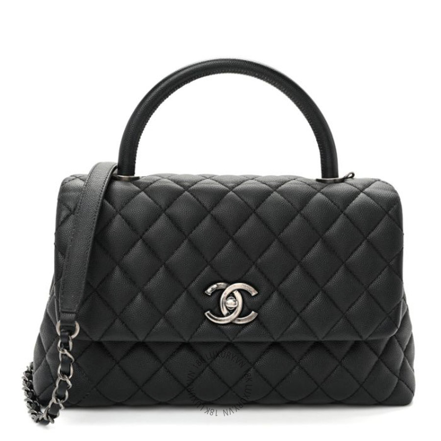 Túi xách đeo chéo Chanel Caviar Quilted Small Coco Handle Flap Black FPTC1025