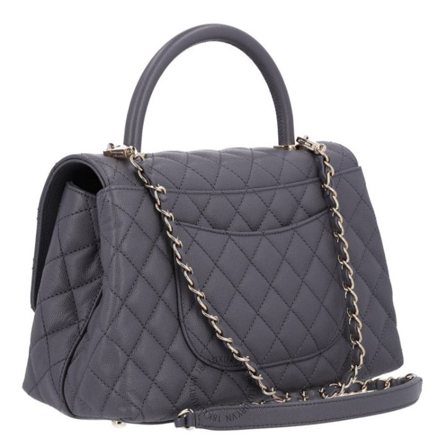 Túi Xách Đeo Chéo Chanel Caviar Quilted Small Coco Handle Flap Dark Grey CVB151