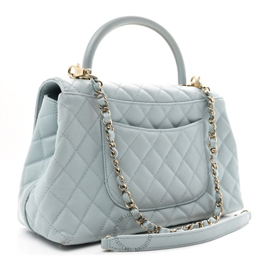 Túi Xách Đeo Chéo Chanel Caviar Quilted Small Coco Handle Flap Light Blue CVB567