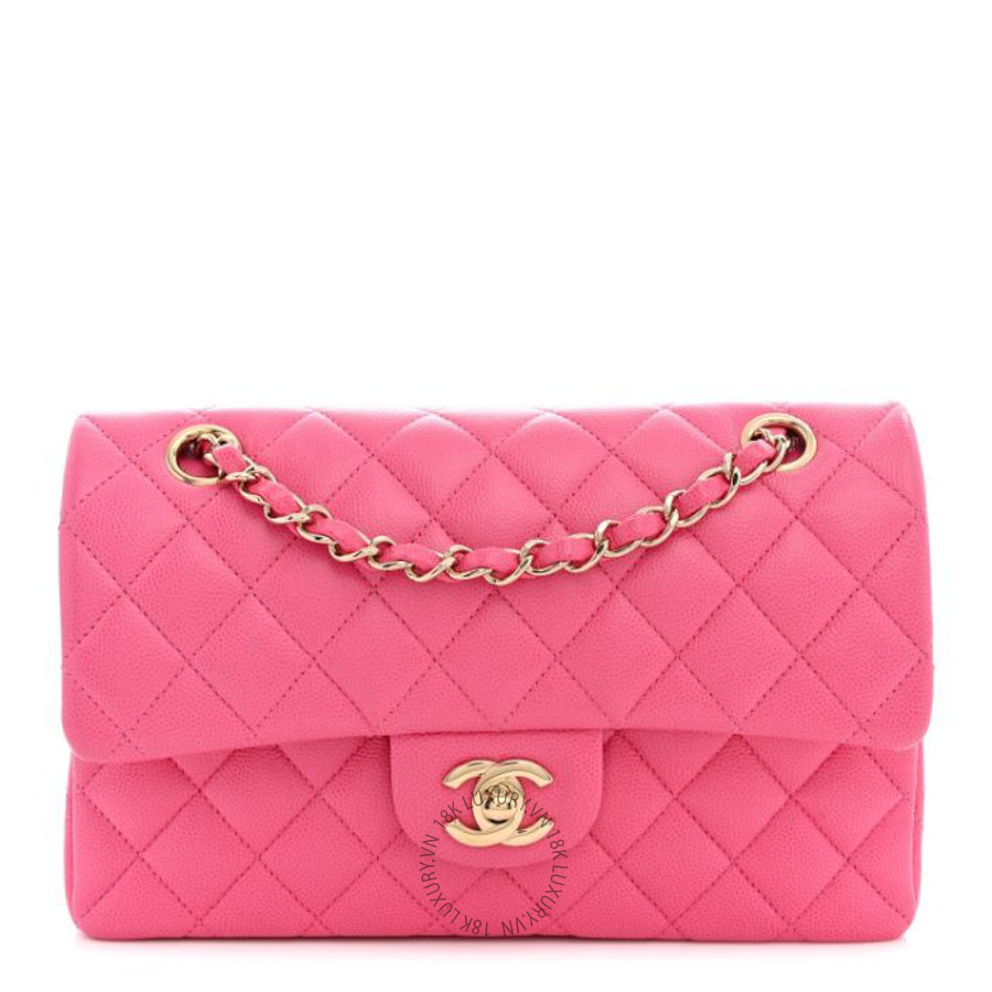 Túi xách đeo chéo Chanel Caviar Quilted Small Double Flap Pink FPTC915