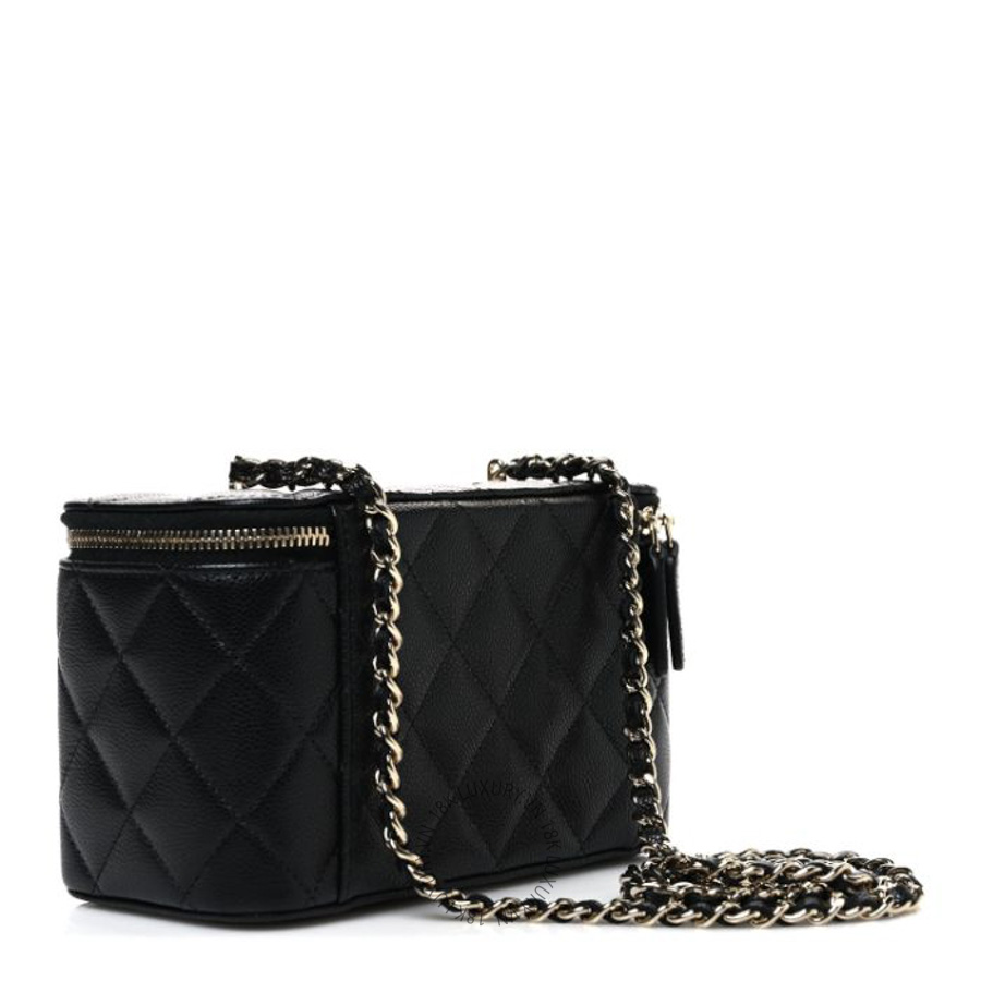 Túi xách đeo chéo Chanel Caviar Quilted Small Vanity Case With Chain Black FPTC953
