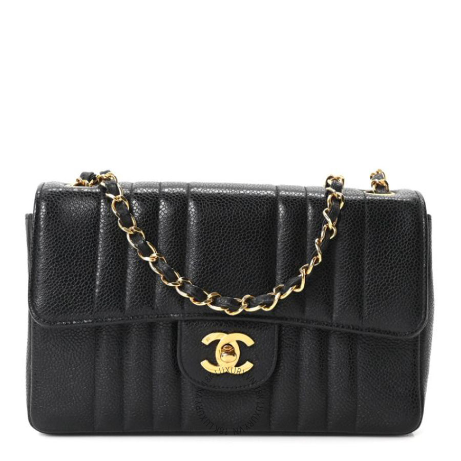 Túi xách đeo chéo Chanel Caviar Vertical Quilted Small Single Flap Black FPTC141