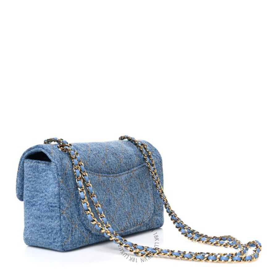Túi xách đeo chéo Chanel Denim Mini Souplissimo Flap Blue FPTC459