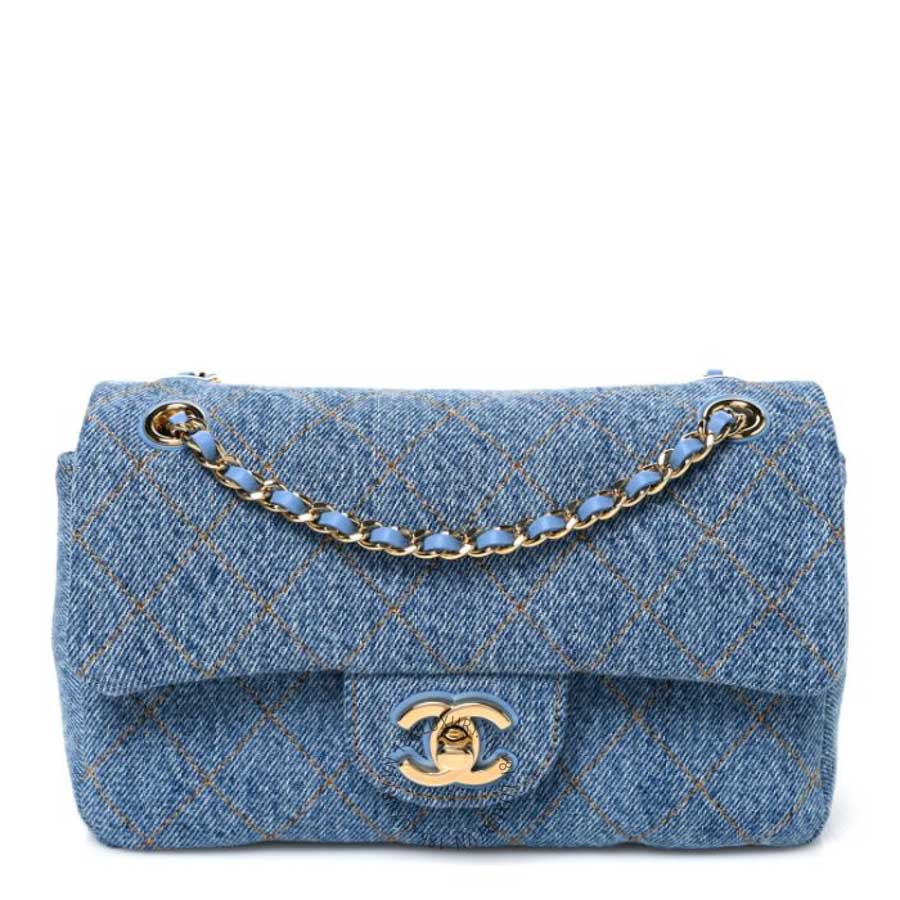 Túi xách đeo chéo Chanel Denim Mini Souplissimo Flap Blue FPTC459