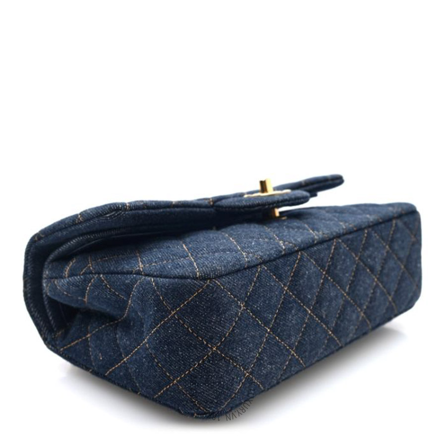 Túi xách đeo chéo Chanel Denim Quilted Small Double Flap Dark Blue Orange FPTC716 8 Túi xách đeo chéo Chanel Denim Quilted Small Double Flap Dark Blue Orange FPTC716