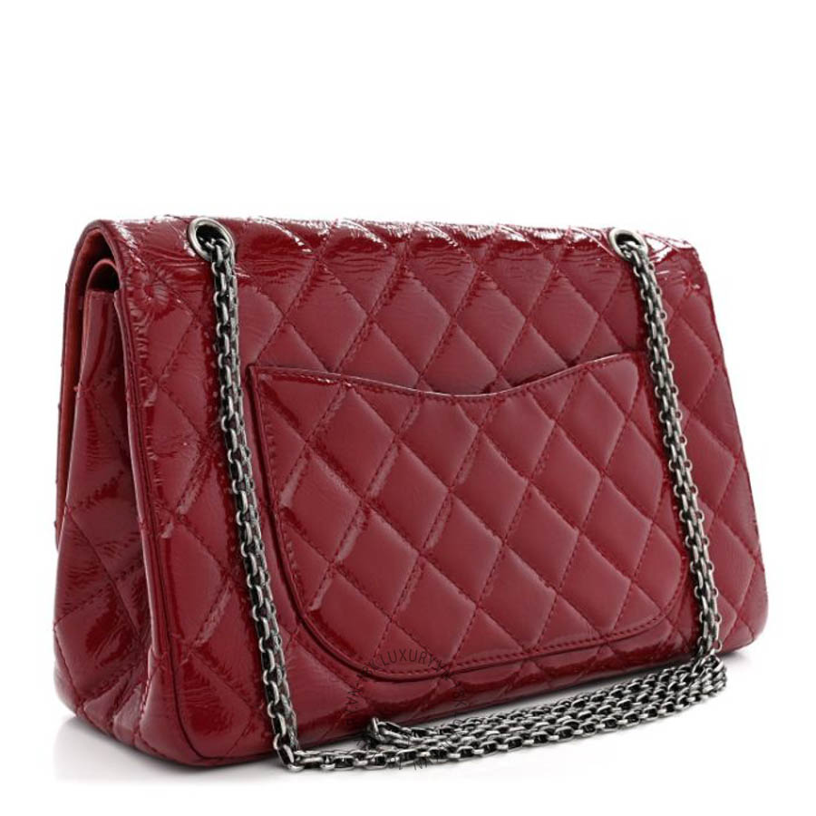 Túi Xách Đeo Chéo Chanel Distressed Patent Quilted 2.55 Reissue 227 Flap Raspberry Red CVB685