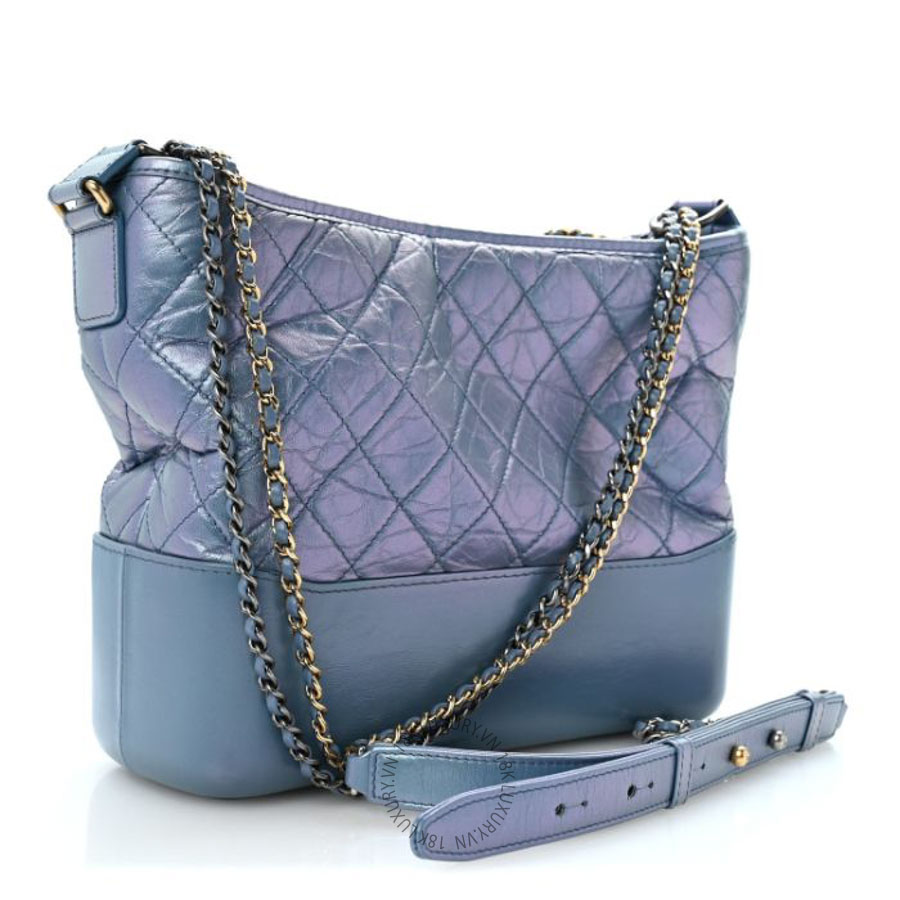 Túi Xách Đeo Chéo Chanel Iridescent Aged Calfskin Quilted Medium Gabrielle Hobo Blue CVB765