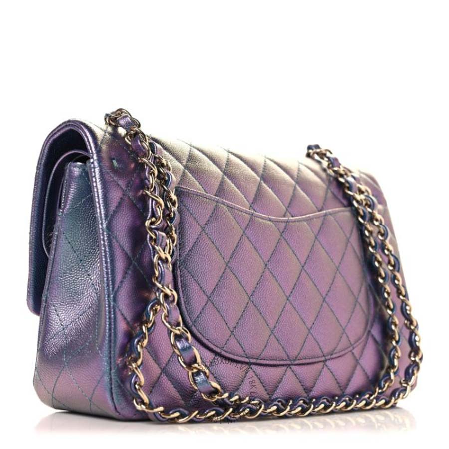 Túi xách đeo chéo Chanel Iridescent Caviar Quilted Medium Double Flap Purple FPTC1066