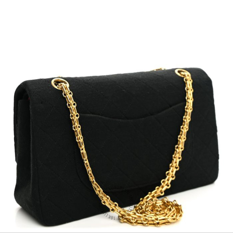 Túi Xách Đeo Chéo Chanel Jersey Quilted Medium Double Flap Black CVB314