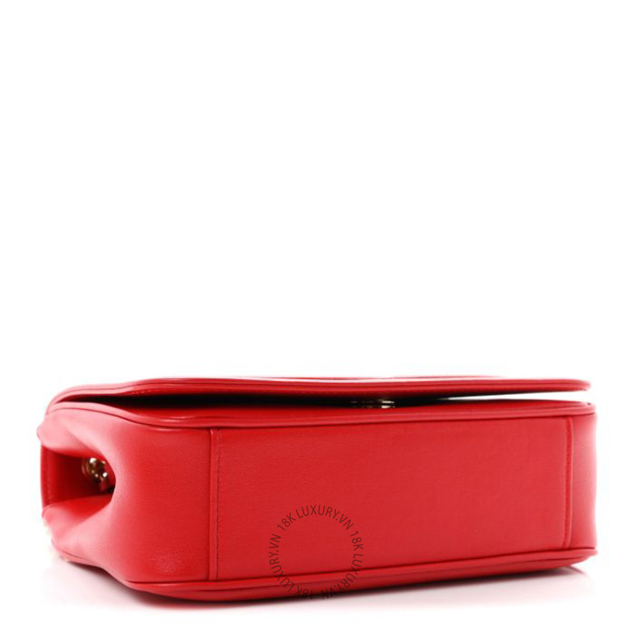 Túi xách đeo chéo Chanel Lambskin CC Mania Flap Bag Red FPTC032