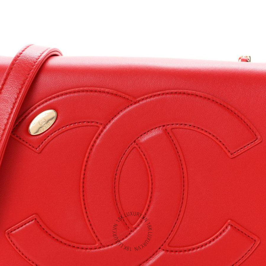 Túi xách đeo chéo Chanel Lambskin CC Mania Flap Bag Red FPTC032 8 Túi xách đeo chéo Chanel Lambskin CC Mania Flap Bag Red FPTC032