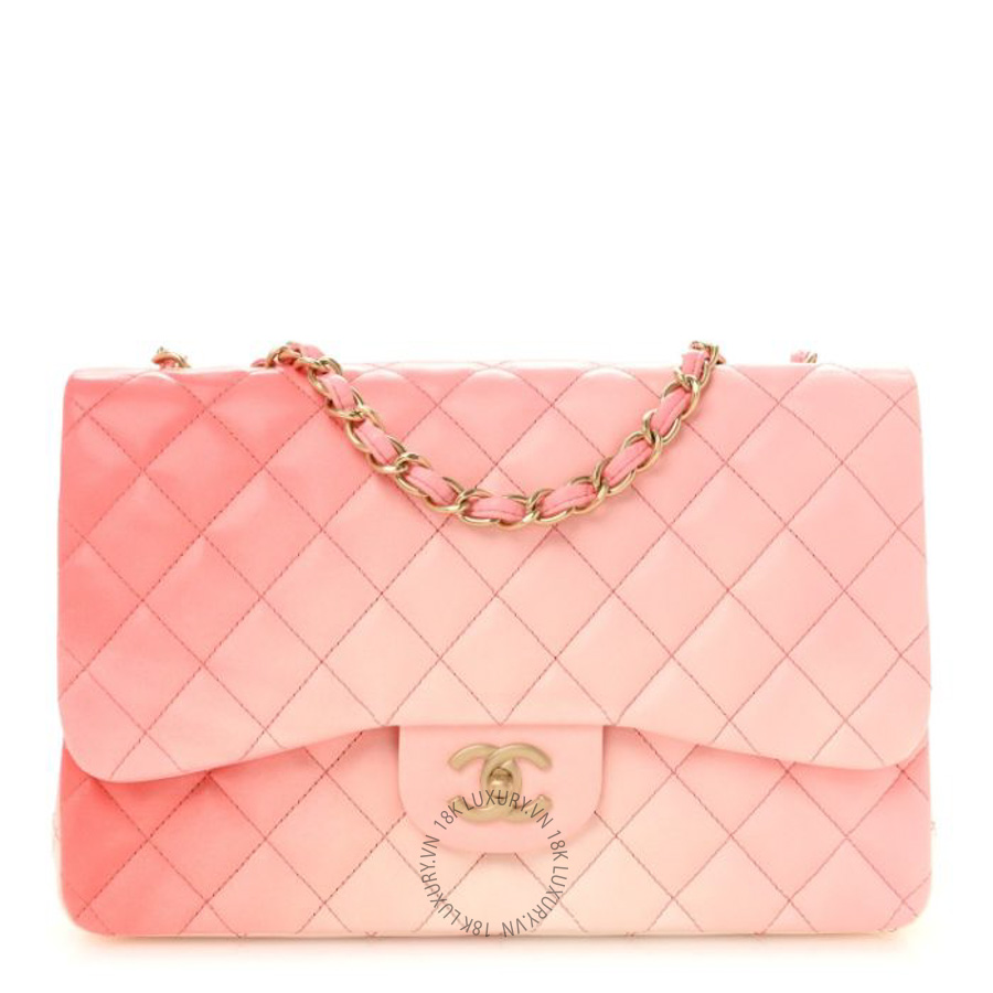 Túi Xách Đeo Chéo Chanel Lambskin Degrade Quilted Maxi Single Flap Pink CVB1009