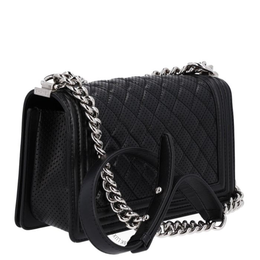 Túi Xách Đeo Chéo Chanel Lambskin Perforated Medium Boy Flap Black CVB729