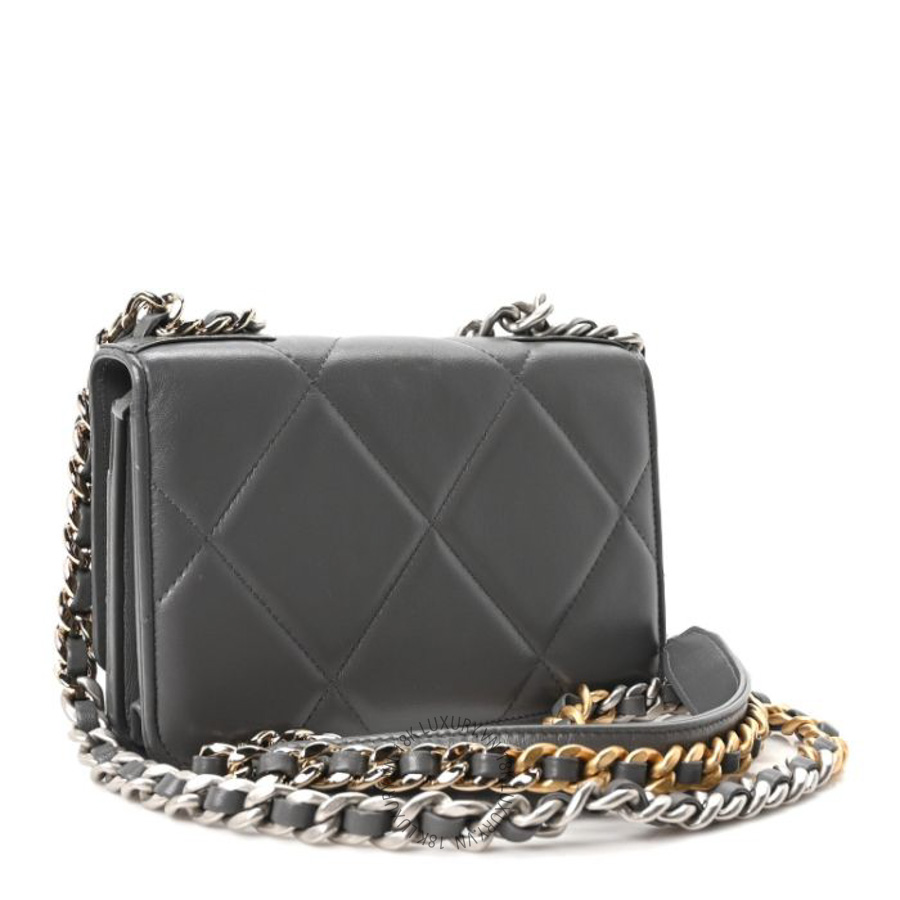Túi xách đeo chéo Chanel Lambskin Quilted Chanel 19 Wallet On Chain WOC Grey FPTC347
