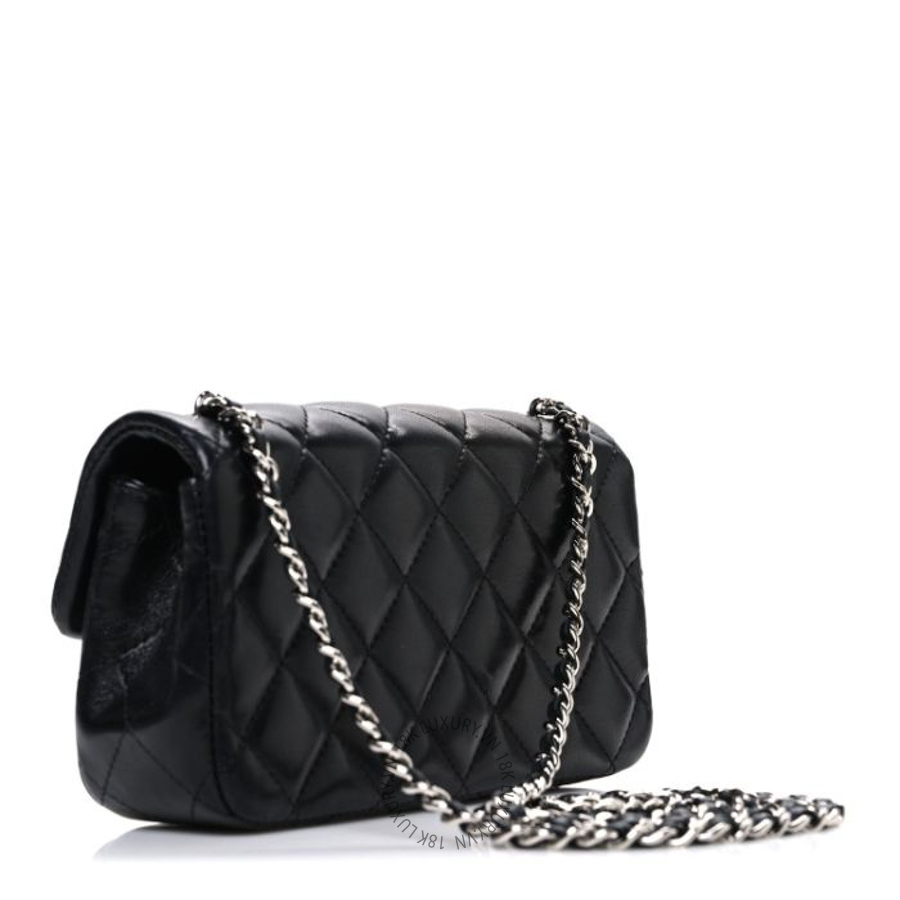 Túi xách đeo chéo Chanel Lambskin Quilted Extra Mini Rectangular Flap Black FPTC379