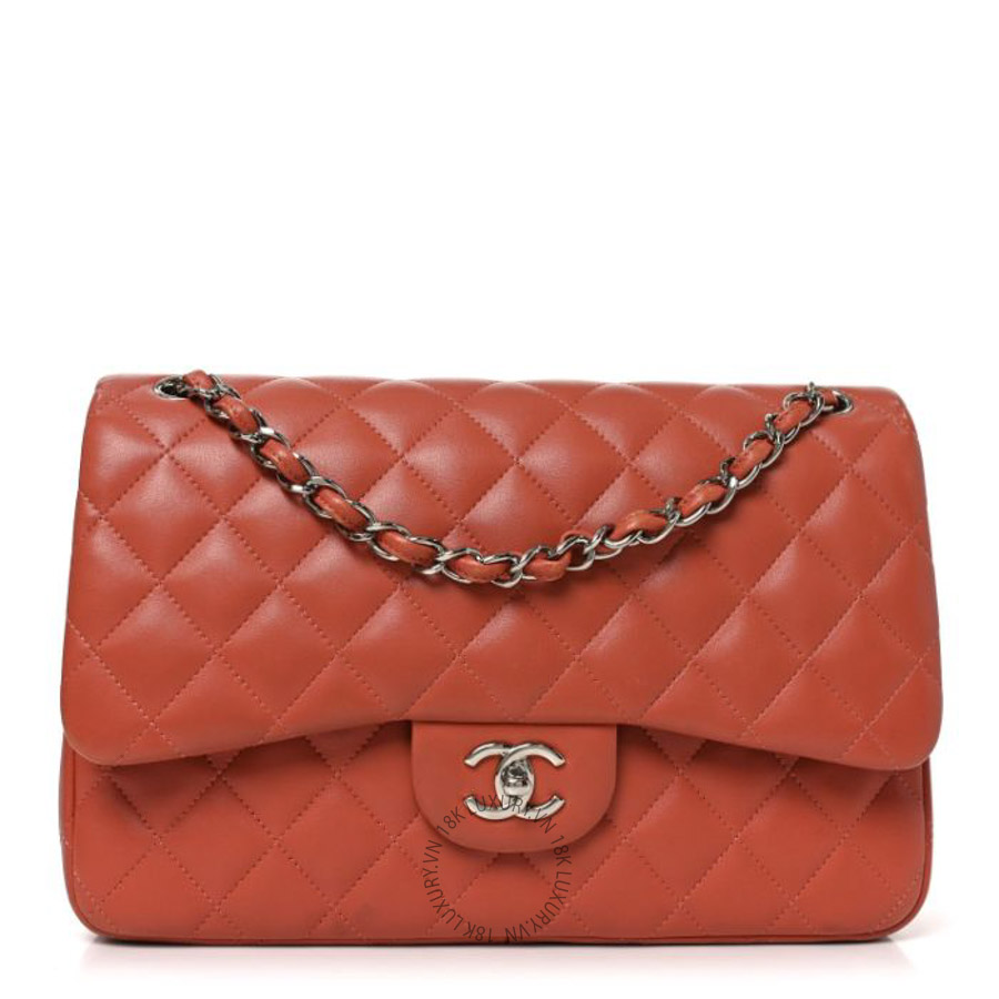 Túi Xách Đeo Chéo Chanel Lambskin Quilted Jumbo Double Flap Orange CVB1117