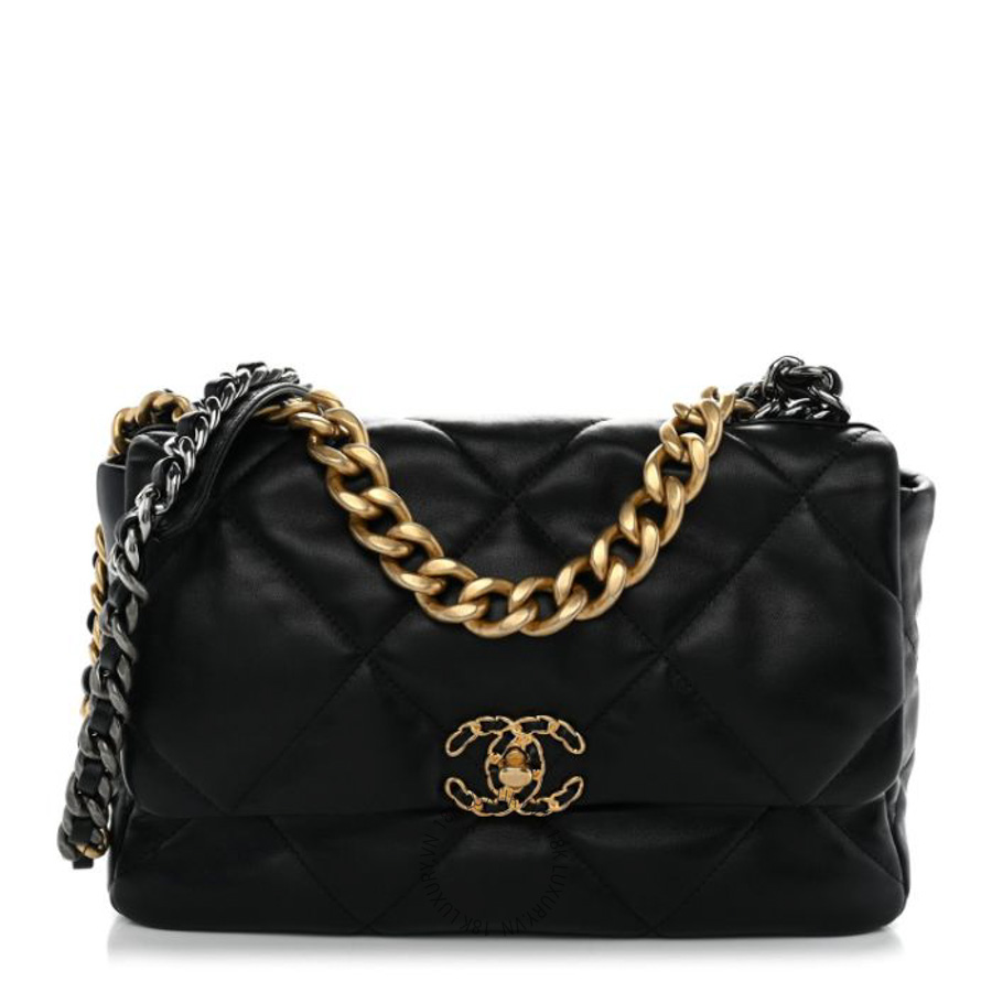 Túi xách đeo chéo Chanel Lambskin Quilted Large Chanel 19 Flap Black FPTC789