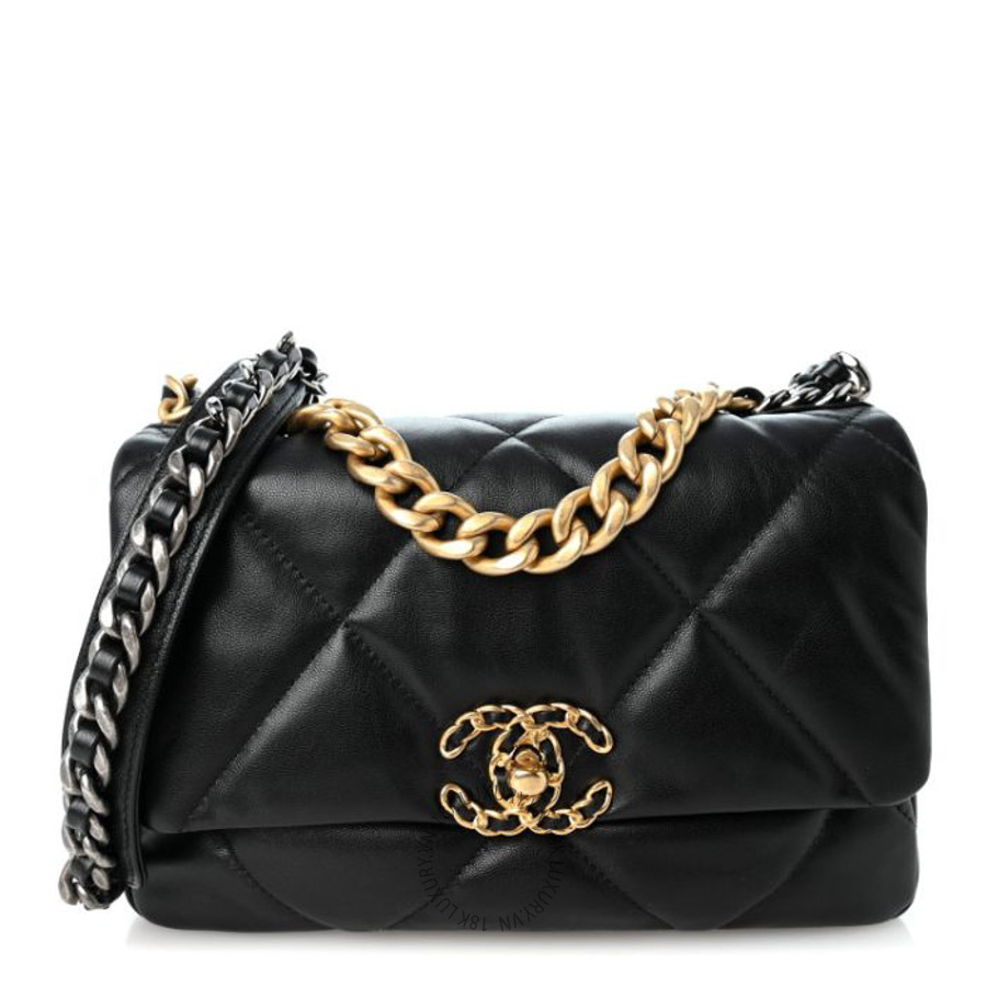 Túi xách đeo chéo Chanel Lambskin Quilted Medium Chanel 19 Flap Black FPTC127