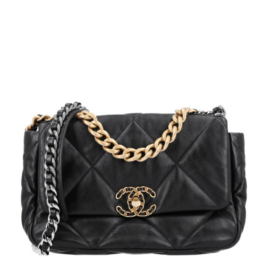 Túi xách đeo chéo Chanel Lambskin Quilted Medium Chanel 19 Flap Black FPTC793