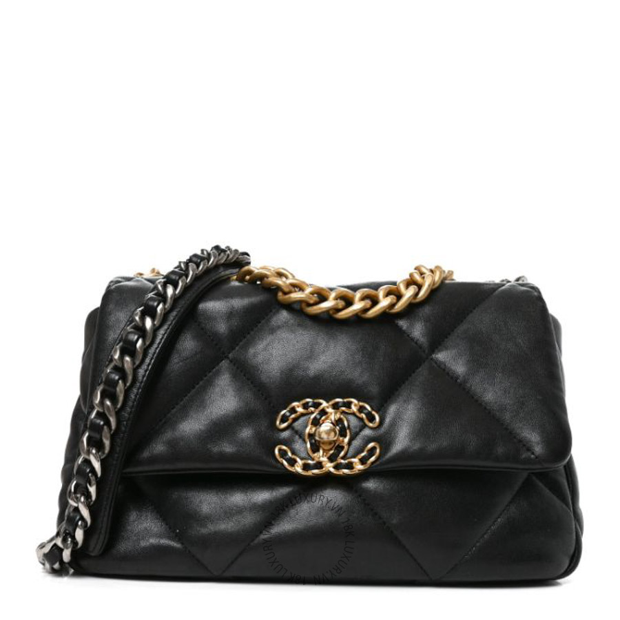 Túi xách đeo chéo Chanel Lambskin Quilted Medium Chanel 19 Flap Black FPTC821