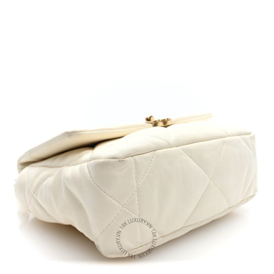 Túi Xách Đeo Chéo Chanel Lambskin Quilted Medium Chanel 19 Flap White White CVB961 8 Túi Xách Đeo Chéo Chanel Lambskin Quilted Medium Chanel 19 Flap White White CVB961