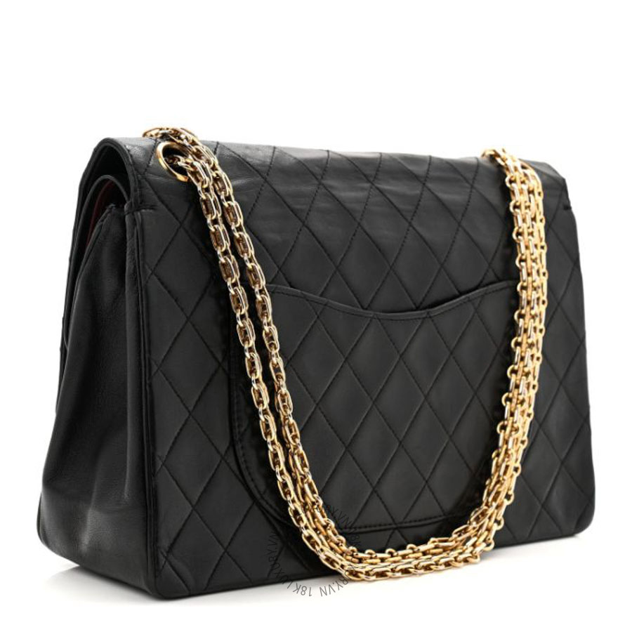 Túi Xách Đeo Chéo Chanel Lambskin Quilted Medium Double Flap Bijoux Chain Black CVB325
