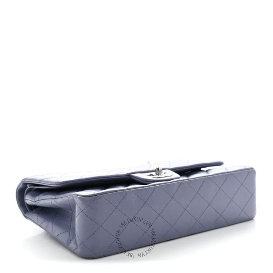 Túi xách đeo chéo Chanel Lambskin Quilted Medium Double Flap Blue FPTC091