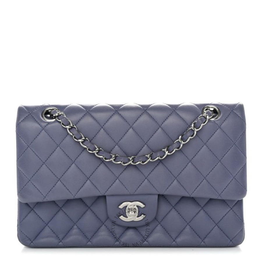 Túi xách đeo chéo Chanel Lambskin Quilted Medium Double Flap Blue FPTC091