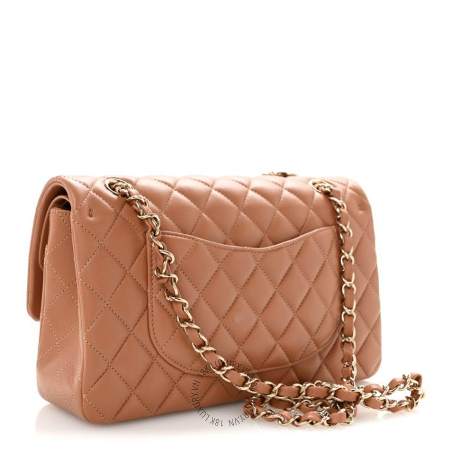 Túi xách đeo chéo Chanel Lambskin Quilted Medium Double Flap Brown FPTC073