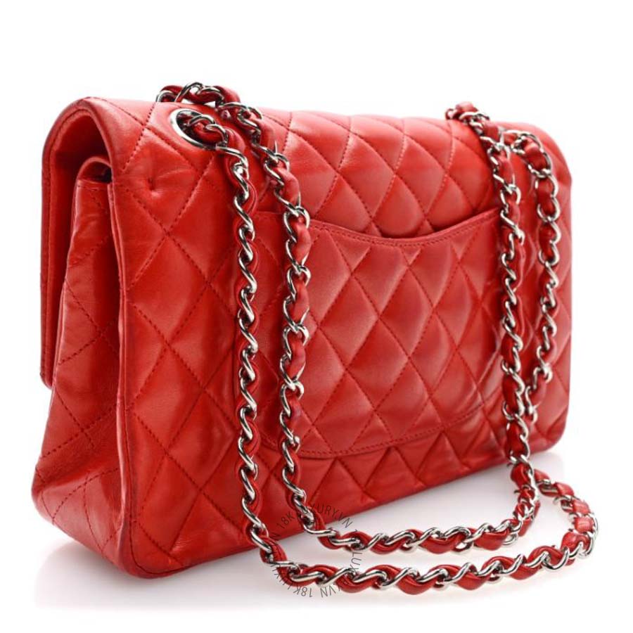 Túi Xách Đeo Chéo Chanel Lambskin Quilted Medium Double Flap Red CVB1111