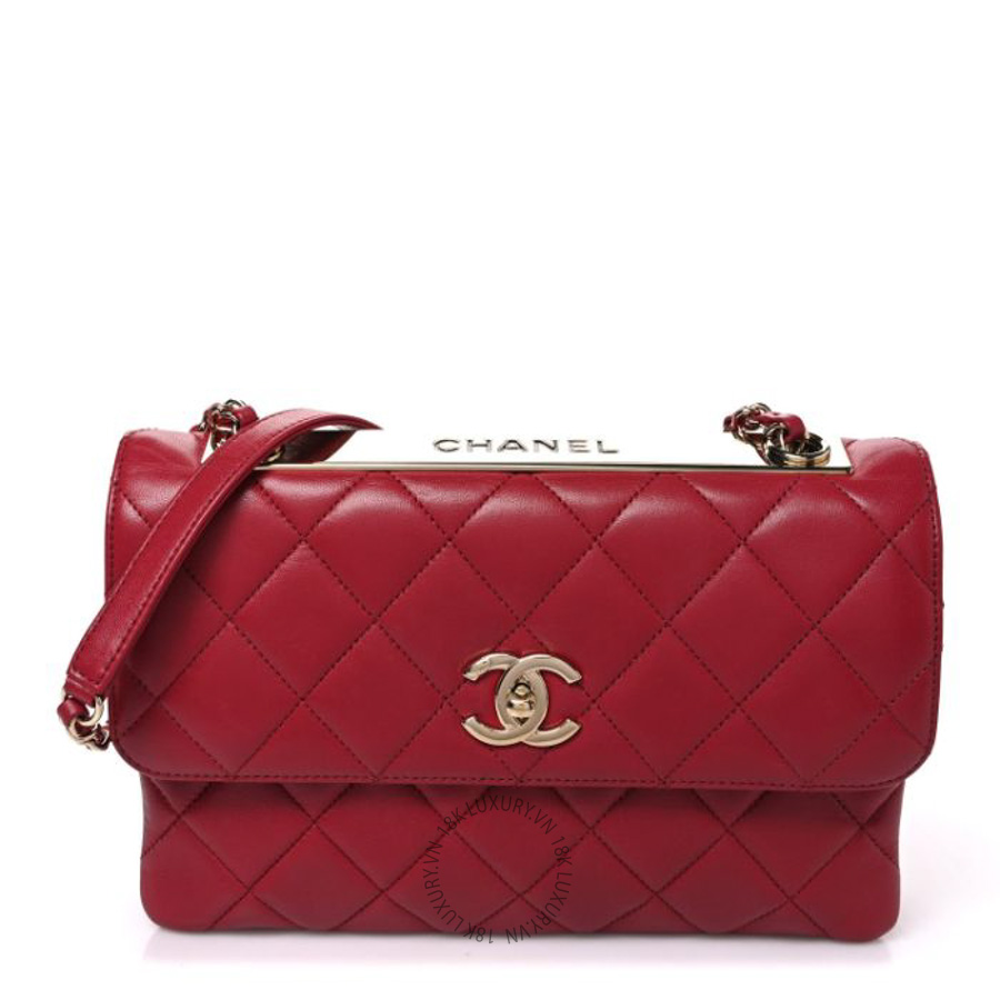 Túi xách đeo chéo Chanel Lambskin Quilted Medium Trendy CC Flap Dark Pink FPTC700