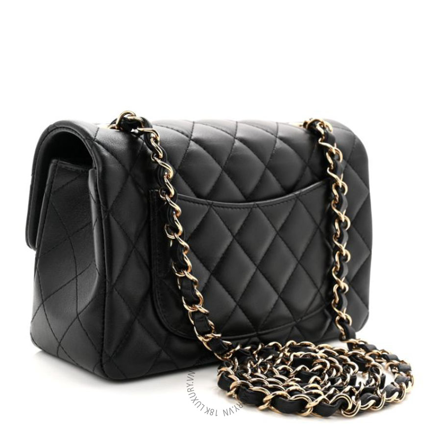 Túi xách đeo chéo Chanel Lambskin Quilted Mini Rectangular Flap Black FPTC825