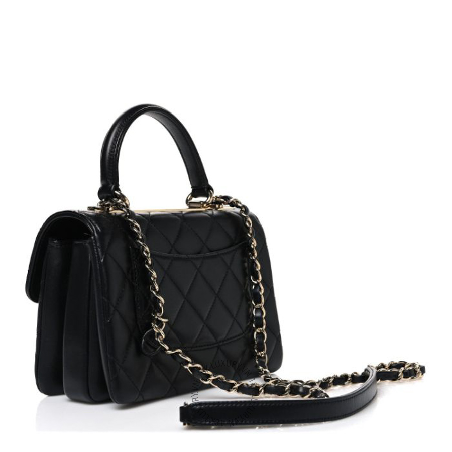 Túi Xách Đeo Chéo Chanel Lambskin Quilted Mini Trendy CC Dual Handle Flap Bag Black CVB603