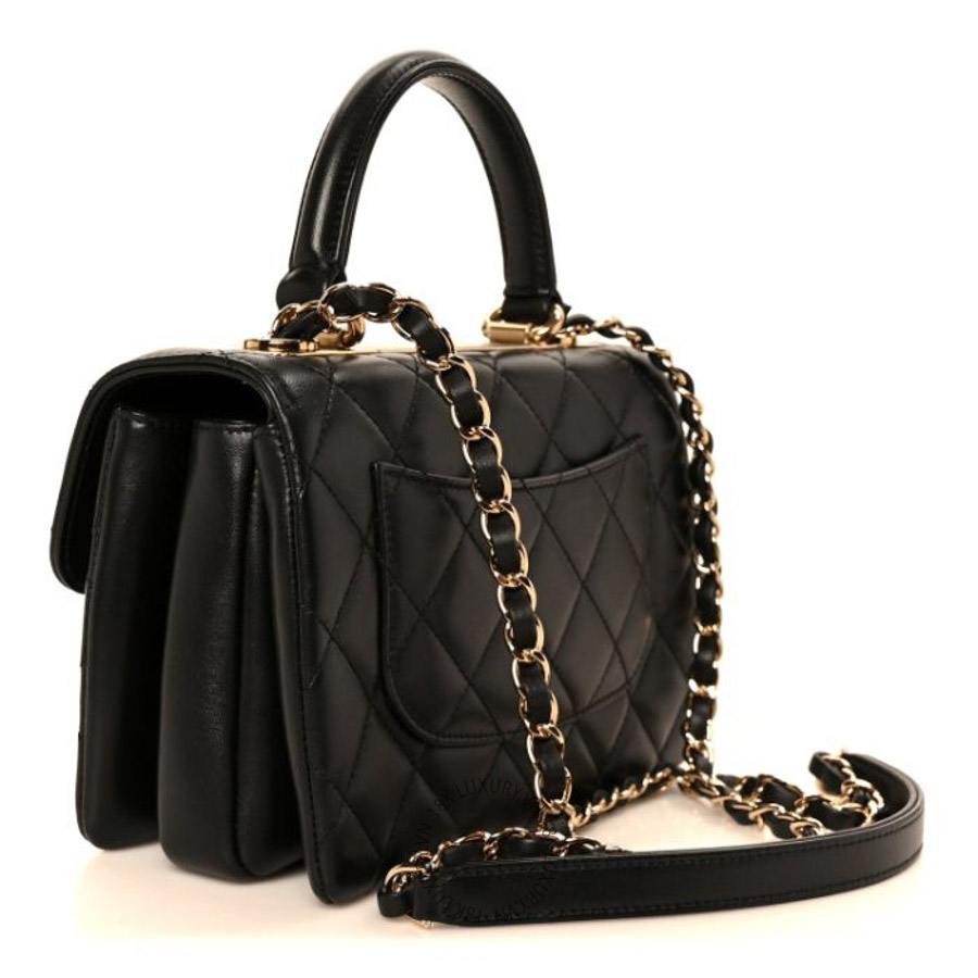 Túi xách đeo chéo Chanel Lambskin Quilted Mini Trendy CC Dual Handle Flap Bag Black FPTC775