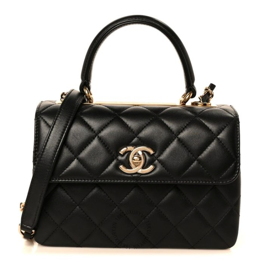 Túi xách đeo chéo Chanel Lambskin Quilted Mini Trendy CC Dual Handle Flap Bag Black FPTC775