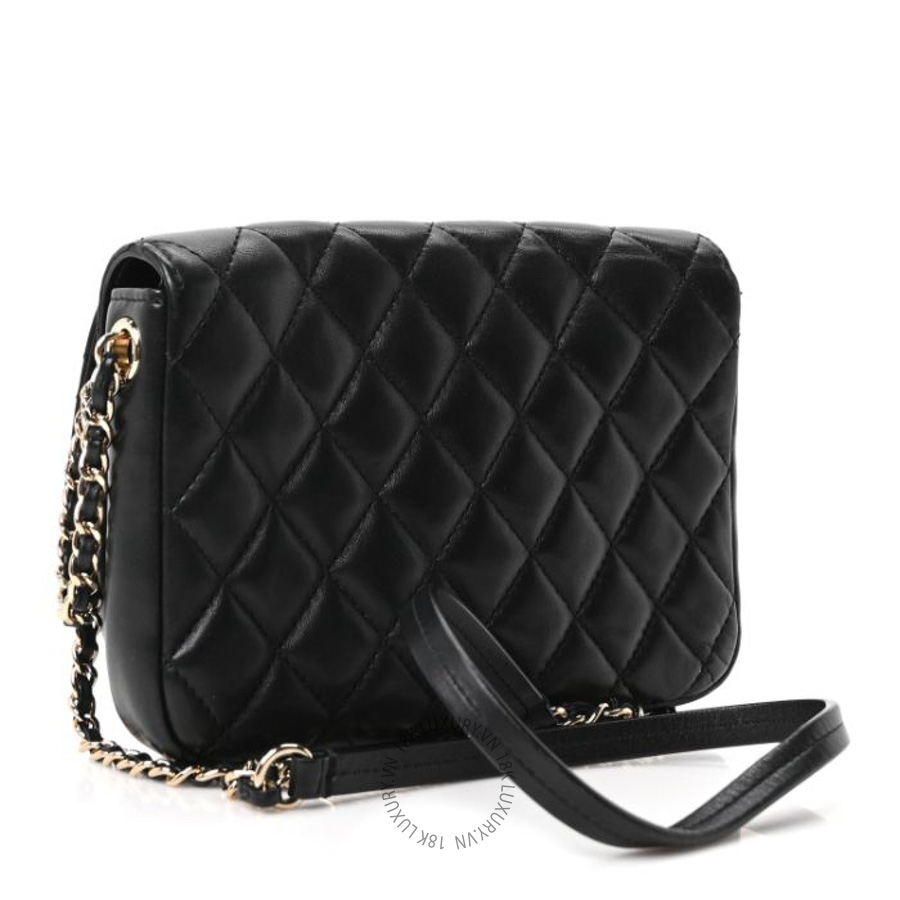Túi xách đeo chéo Chanel Lambskin Quilted Side Packs Black FPTC843