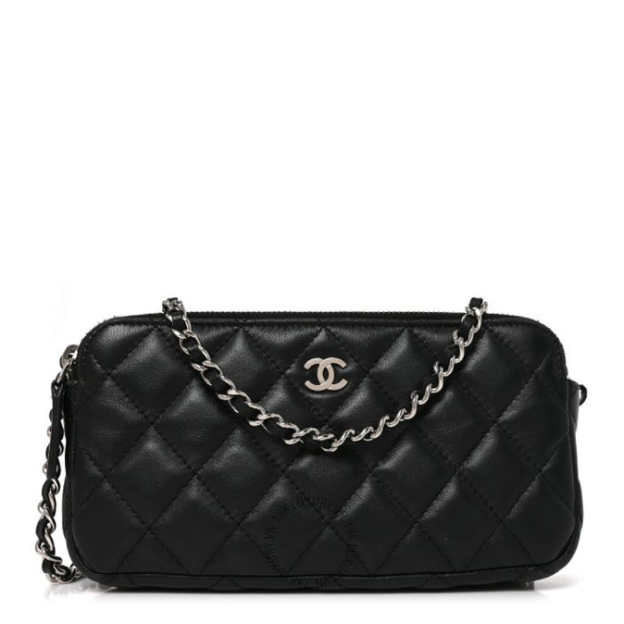 Túi xách đeo chéo Chanel Lambskin Quilted Small Clutch With Chain Black FPTC065