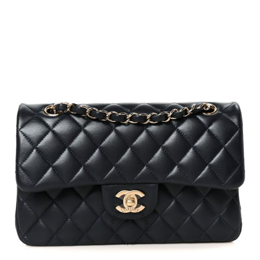 Túi Xách Đeo Chéo Chanel Lambskin Quilted Small Double Flap Navy CVB196