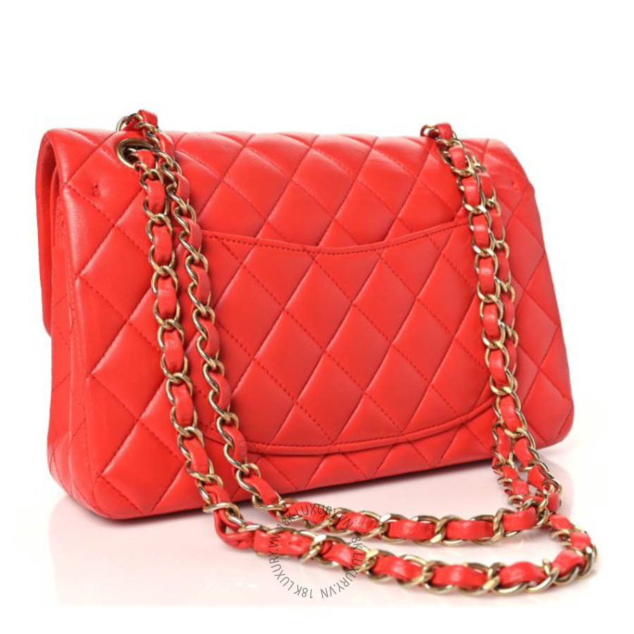 Túi Xách Đeo Chéo Chanel Lambskin Quilted Small Double Flap Red CVB767