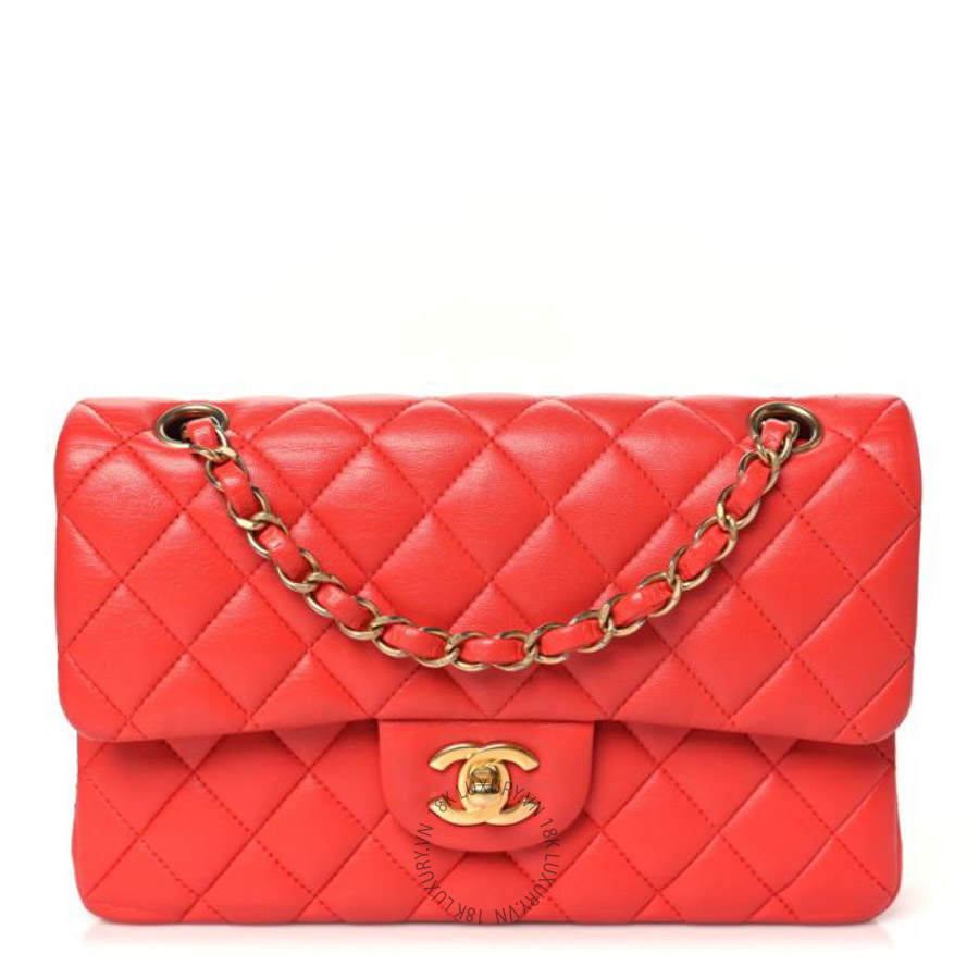 Túi Xách Đeo Chéo Chanel Lambskin Quilted Small Double Flap Red CVB767