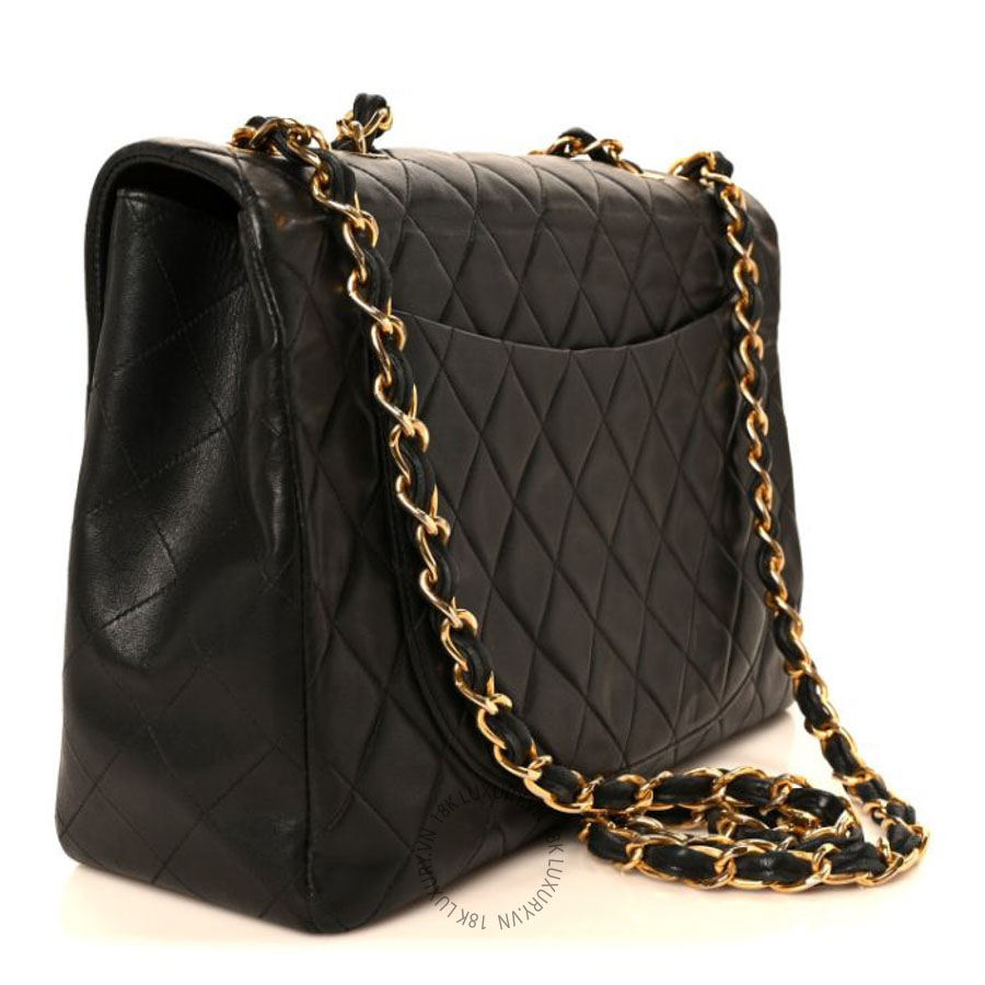 Túi Xách Đeo Chéo Chanel Lambskin Quilted XL Jumbo Single Flap Black CVB468