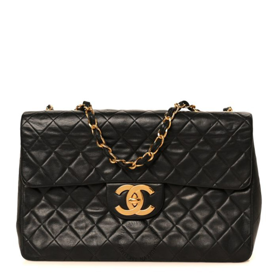 Túi Xách Đeo Chéo Chanel Lambskin Quilted XL Jumbo Single Flap Black CVB468