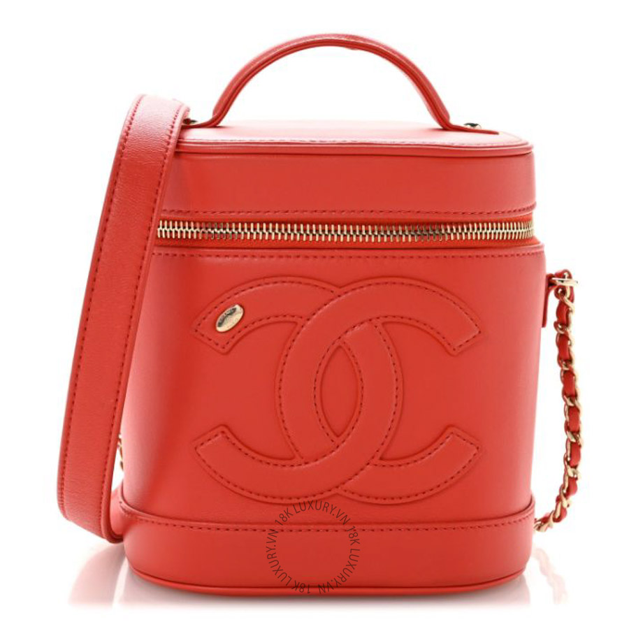 Túi xách đeo chéo Chanel Lambskin Timeless Vanity Cosmetic Case Red FPTC083