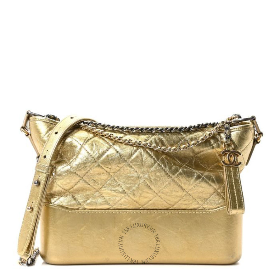 Túi Xách Đeo Chéo Chanel Metallic Aged Calfskin Quilted Medium Gabrielle Gold CVB1121